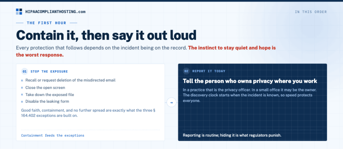 HIPAA Accidental Violation First Hour
