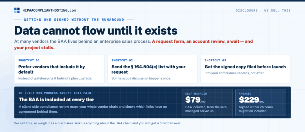 HIPAA BAA Without the runaround