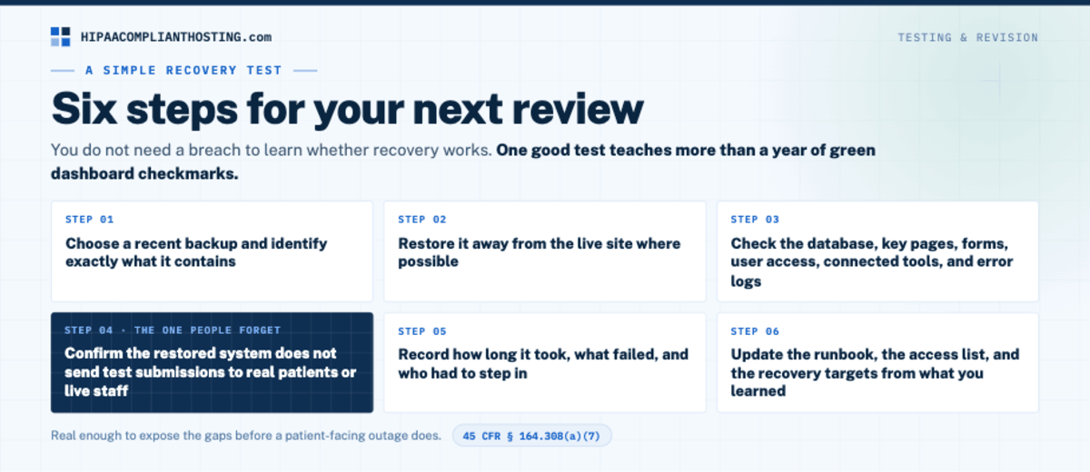 HIPAA Backup Recovery Restore Test