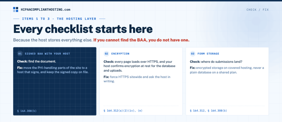 HIPAA CHecklist Hosting Layer