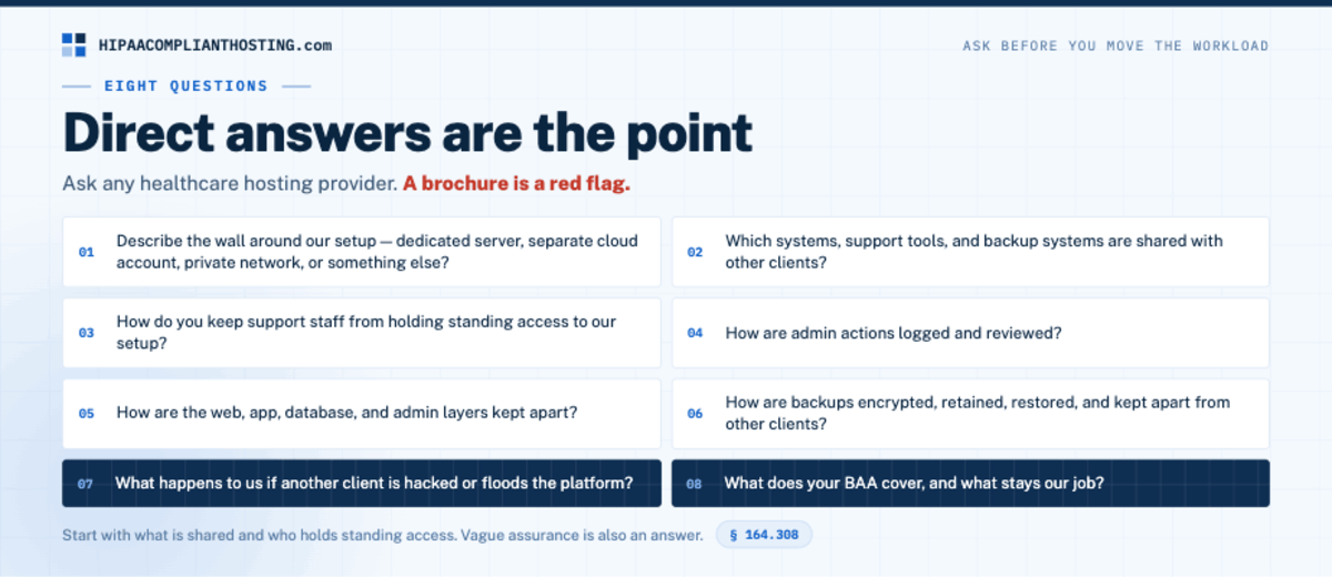 HIPAA Client Isolation Eight Questions
