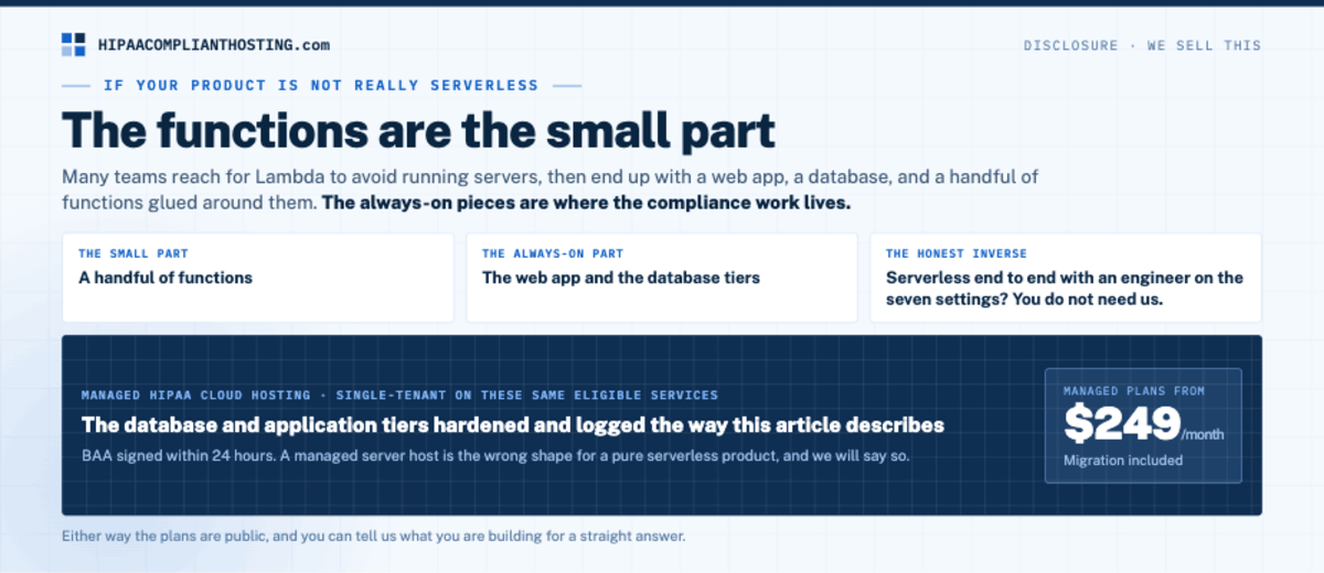 HIPAA AWS Lambada Not Really Serverless
