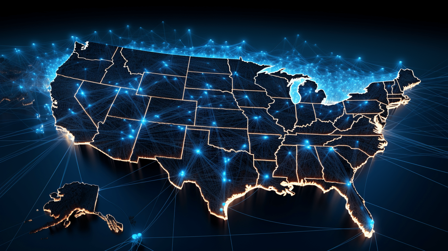 Map of the US and the interconnectivity of medical data